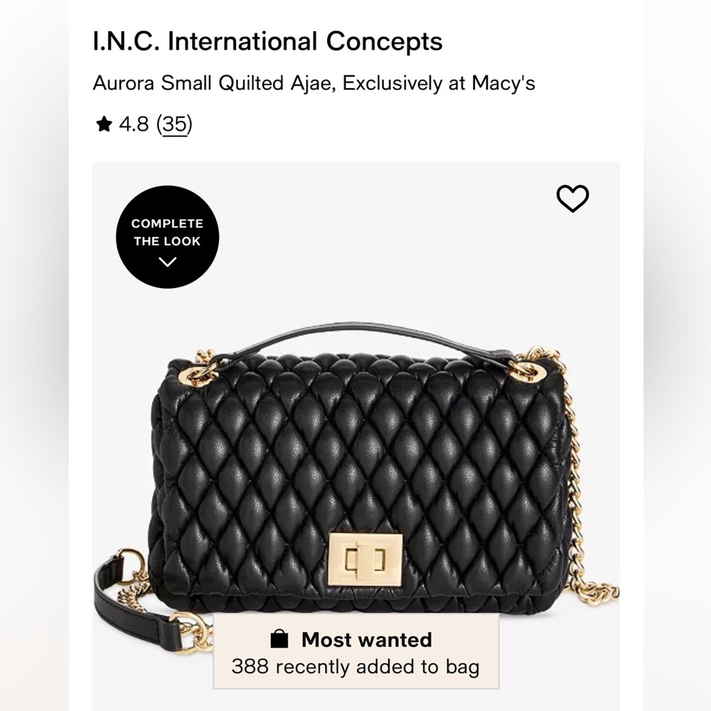 Ajae by I.N.C. International Concepts black quilted bag